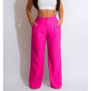 Linen Blend Straight Leg Pants